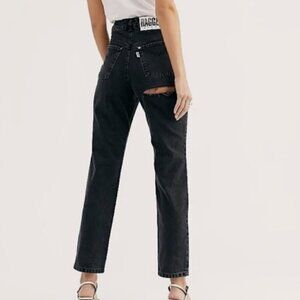 Free People Revolve Ragged Priest Black Back Slash Jeans